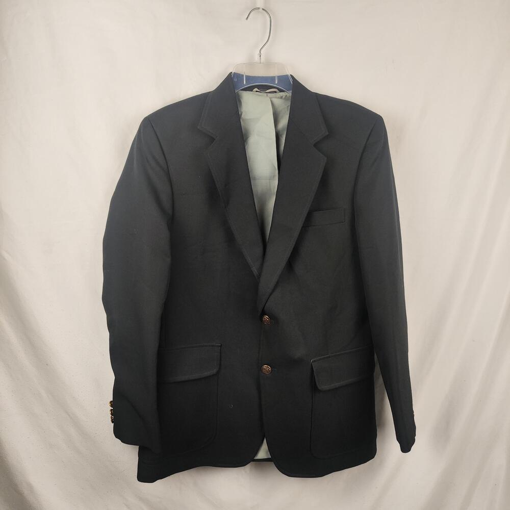 Haggar Blazer Mens 38 Black Washable Two Button Sport Coat Jacket Regular Fit